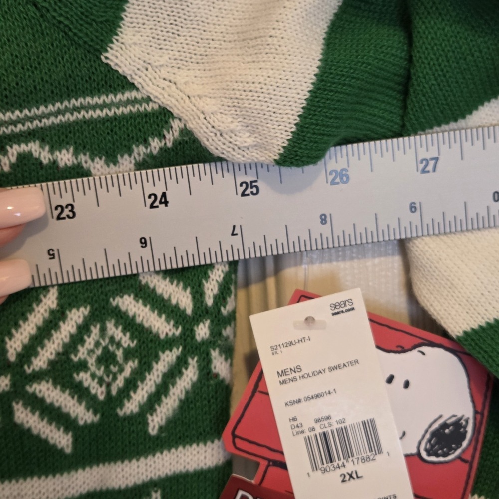 Peanuts Snoopy Mens XXL Green Just Chillin Christmas Holiday Sweater NWT 2XL - Picture 9 of 12